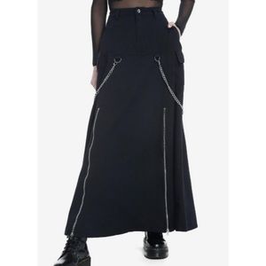 Chain Suspender Zipper Maxi Skirt